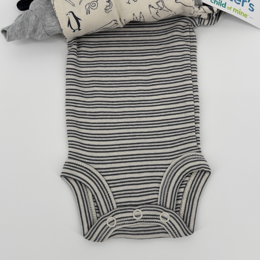 Carter's Preemie 0M Bodysuit Onepiece Set 3pc Neutral Animals Giraffe Baby NEW - Picture 4 of 6